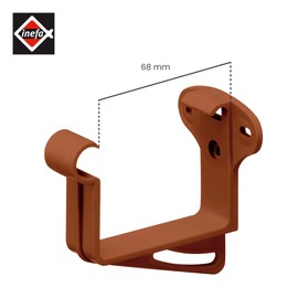 INEFA Headboard holder, gutter holder, box-shaped NW68 / 68 mm, 1 piece, brown gutter holder made of PVC-U plastic for box gutters, made in Germany
