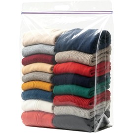 20 Gallon Jumbo Storage Bags, Pack of 3, Clear Plastic Storage Bag with Carry Handle, 24 x 32 Heavy Duty Ziplock Storage Bag Resealable Large Zipper Bag for Moving, Bedding and Travel, 4 Mil Thick