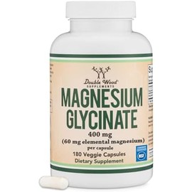NA Magnesium Glycinate 400mg, 180 Capsules (Vegan Safe, Manufactured and Third Party Tested in The USA, Gluten Free, Non-GMO) High Absorption