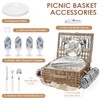 Picnic Basket for 4, Insulated Willow Picnic Baskets with Shoulder