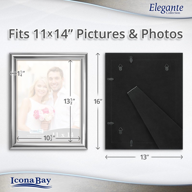 Icona Bay 11x14 Silver Picture Frame, Contemporary Photo Frame 11