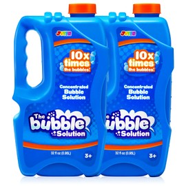 JOYIN 2 Bottles Bubbles Refill Solutions 64 oz (up to 5 Gallon), Concentrated Solution for Bubble Machine, Gun, Wand Refill Fluid Summer, Easter Toys(Blue)