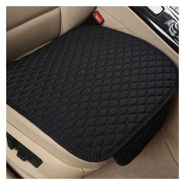 DUSCOKE Car Seat Cover, Linen Front Seat Bottom Protector with Storage Pocket, Breathable Comfort Car Cushion Pad, Universal Automotive Interior Accessories for Most Vehicles (Black)