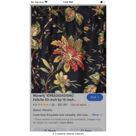 Waverly JCP WAVERLY FELICITE  DECORATIVE TRIM   VALANCE  NOIR BLACK  50" W X 15" L  NEW