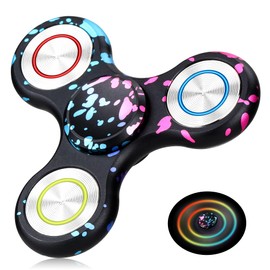 Aolcev Fidget Spinner Light Up Metal Fidget Toys Ultra Durable Stainless Steel Bearing High Speed Precision 4-10 Min Spins with Fluorescent Focus Anxiety Hand Fidget Spinners for Kids Adults-Colorful