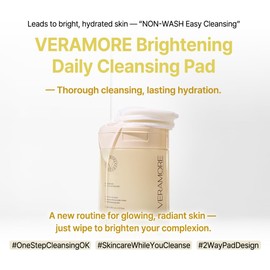 Veramore Rice & Vitamin Glow Cleansing Pads – Dual-Sided Brightening & Hydrating Toner Pads with Mushroom Extract & Hyaluronic Acid, Niacinamide | Gentle Exfoliating K-Beauty, 70 Count (5.07 fl oz)