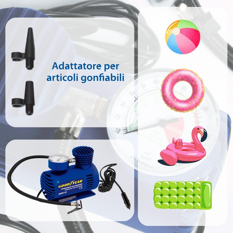 Goodyear 77364 Good Year Compressor with Manometer 12V, Blue