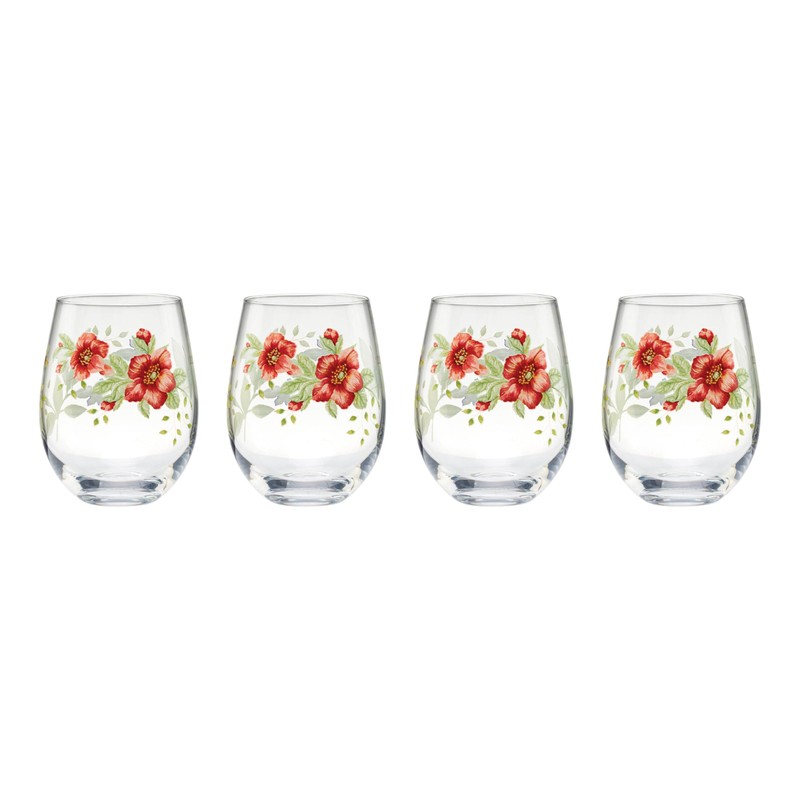 Lenox 896701 Butterfly Meadow Stemless Wine Glasses, Set of 4