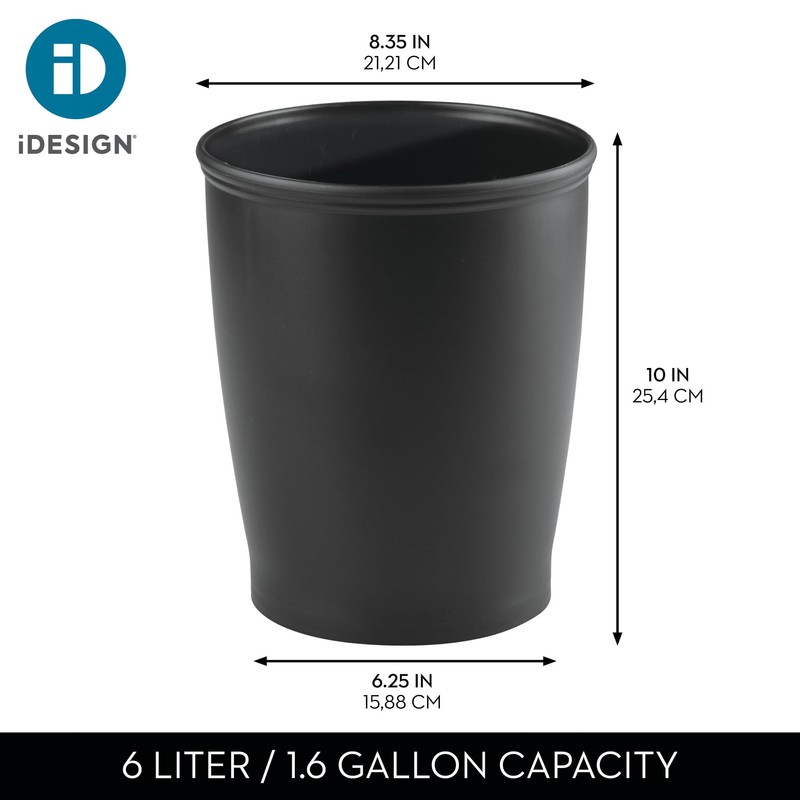 iDesign Small Round Plastic Bathroom Trash Can - Set of
