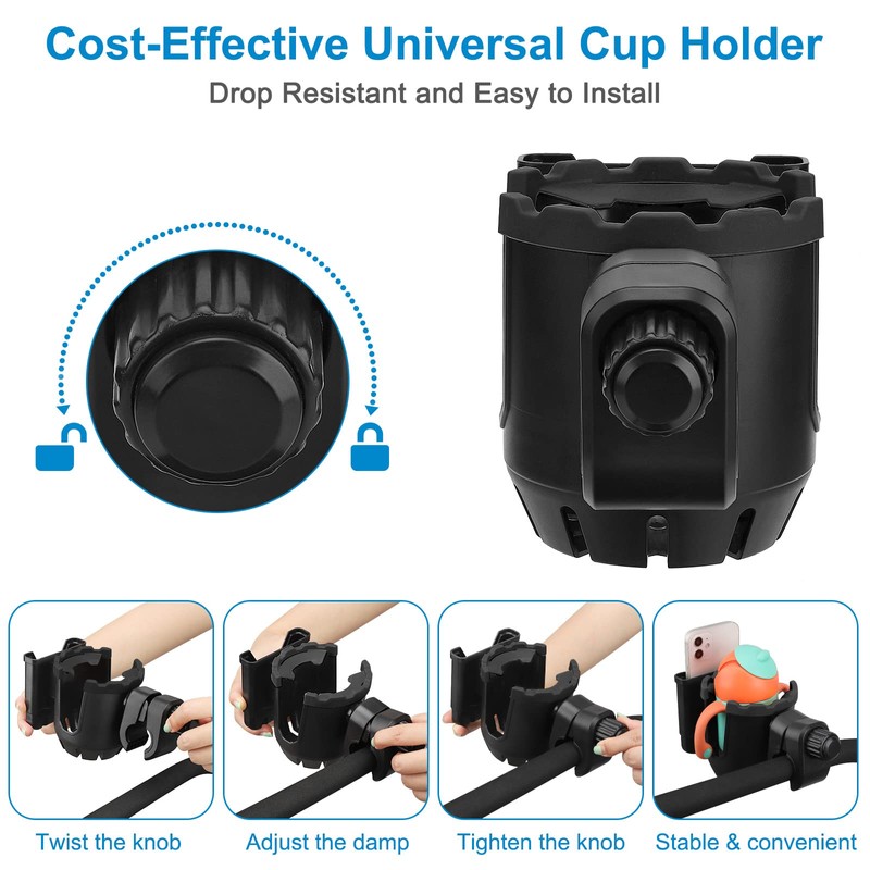 Accmor Stroller Cup Holder with Phone Holder, Universal Cup Holder,