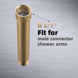 4 Inch Shower Head Extension Arm, Straight Shower Extender, Solid Stainless Steel Shower Pipe Extension, Female to Male NPT 1/2 Inch Connector for Bathroom Shower Head Height Riser, Brushed Gold