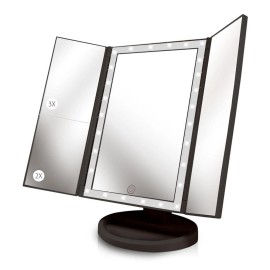 Beautyworks Backlit Vanity Makeup Mirror 36LED Lights Tri-Fold Portable 1X2X3X Magnification