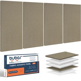 BUBOS 4 PCS Acoustic Panels,23.6''x11.8'' Fabric Soundproof Wall Panels,Self-adhesive Sound Absorbing Panels for Studios, Office, Home Theater,Fabric-Clad Jute