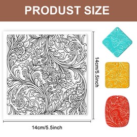CHGCRAFT Clay Texture Mat Retro Floral Polymer Clay Texture Sheets Silicone Texture Stamp Clay Modeling Pattern Pad Texture Sheets for Polymer Clay Making Earrings Jewelry 5.5x5.5inch