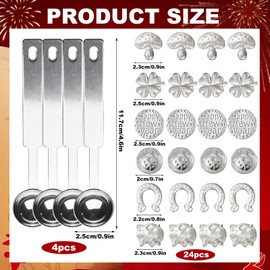 Dongcill 28-Piece Set Tin Casting, 24 Heavy Figures and 4 Spoons, Tin Casting Set New Year's Eve, New Year's Eve Casting the Fortune Telling Party Game, Happy New Year with Stars