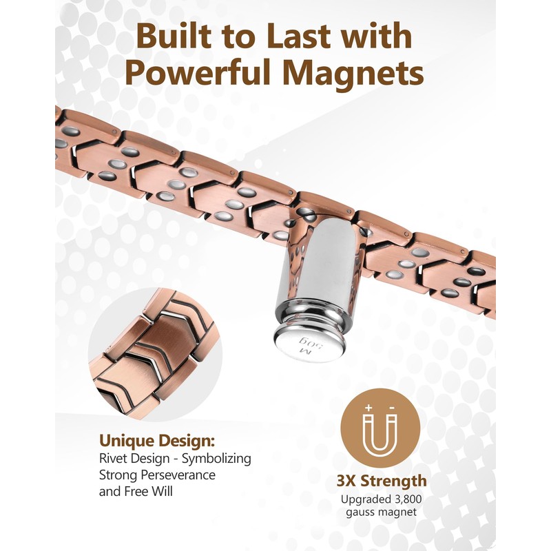 Feraco 3X Strength Copper Magnetic Bracelet for Men - 99.99%