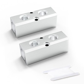 GASHER 2PCS Aluminum 2 Way 4 Port Pneumatic Manifold Air Distribution Block Splitter 1/4" Output Port 1/2" Supply Port