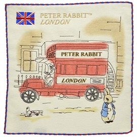 Marushin 5605008200 Hand Towel, Peter Rabbit 9.8 x 9.8 inches (25 x 25 cm), Main Street, 100% Cotton, Embroidered
