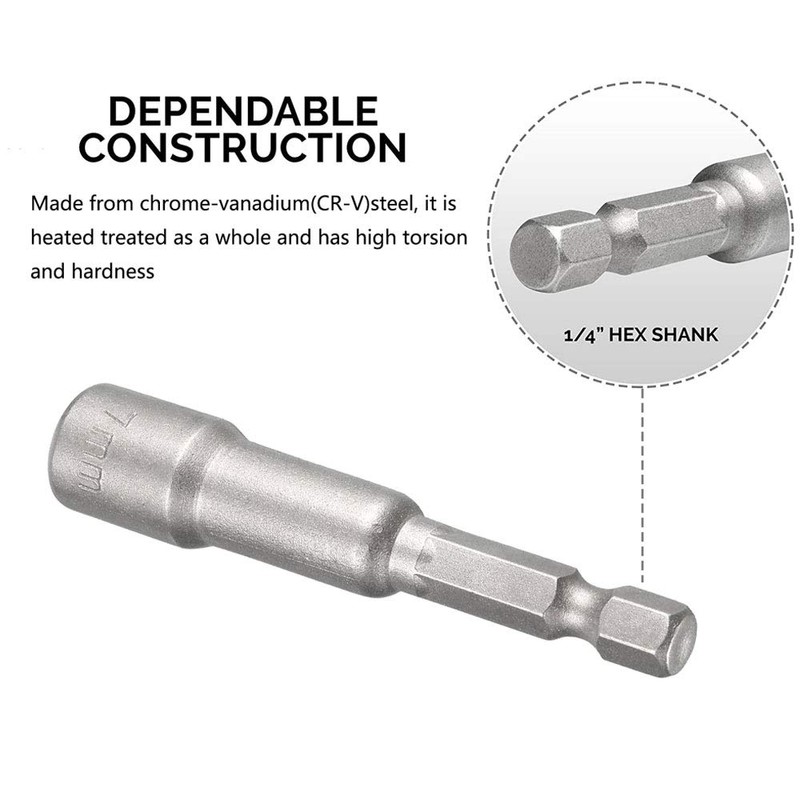 Saipor 10-Piece Magnetic Socket Set 1/4 Inch Hex Shank Socket