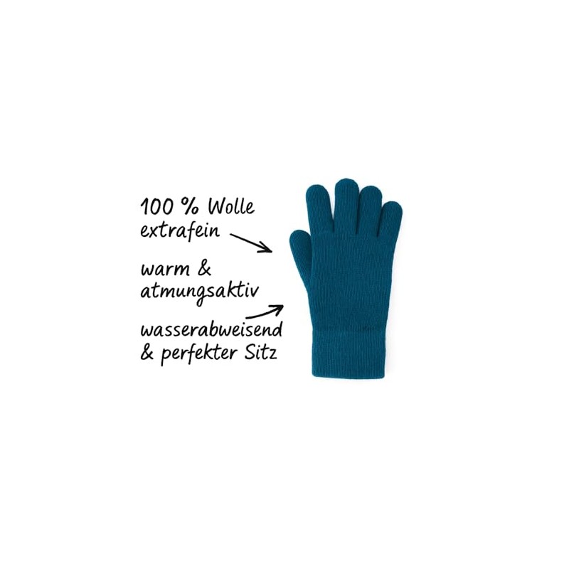 FosterNatur, Women's Wool Gloves / Finger Gloves, 100% Wool Extra