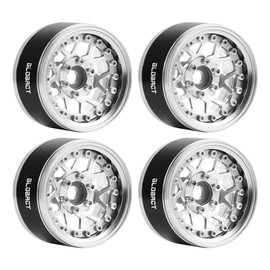 GLOBACT Aluminum 1.9 Beadlock Wheel Rims Adjustable Offsets for TRX4 TRX6 Axial SCX10 Redcat GEN7 GEN8 RC4WD D90 1/10 RC Crawler Upgrade Parts (Silver)