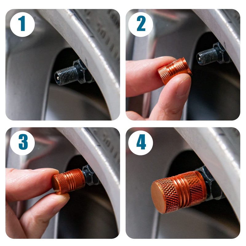 Tire Valve Stem Caps - 4 Pack Anti-Corrosion Premium Anodized