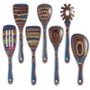 Gudamaye Pakkawood 7-Piece Blue Wooden Cooking Utensils, Wooden Spoons for
