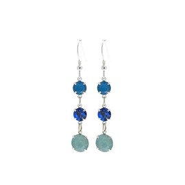 pewterhooter Women's Sterling Silver Sparkling Pacific Opal, Capri blue and Caribbean Blue Opal Drop Earrings