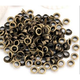 YOYOSTORE 100pc Hole Inside Diameter 7mm 1/4" Bronze Metal Grommets Eyelets Self Backing for Bead Cores, Clothes, Leather, Canvas