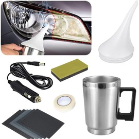 MILIWAN Car Headlight Restoration Kit - Headlamp Restoration Kit, Headlight Polishing Kit include Atomizing Cup, 200ml Restoration Fluid, Abrasive Papers for Oxidised, Foggy & Yellow car headlights