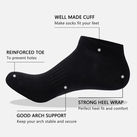 LBJR 12 Pairs Trainer Running Socks, Women Men Ankle Sportsocks, Low Cut Cotton Athletic Socks