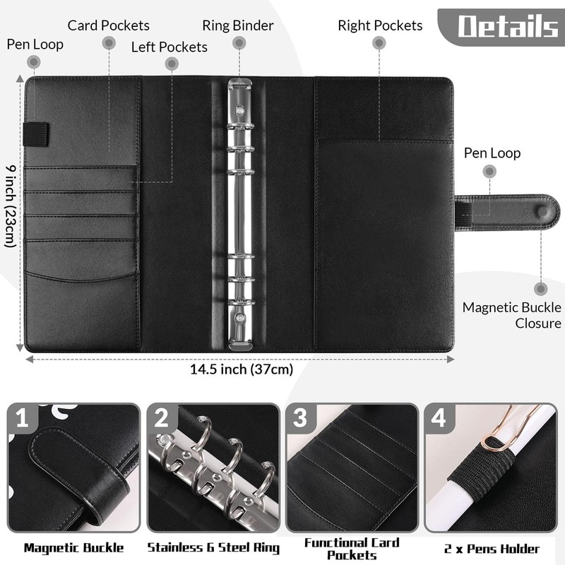 100 Envelope Challenge Binder, Black Saving Challenge Binder, Cash Binder,