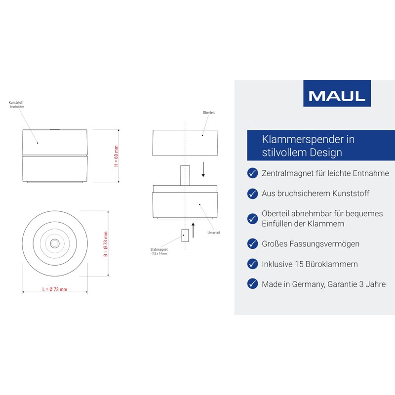 Maul MAULpro Eco Staple Dispenser | Sustainable Desk Organiser for