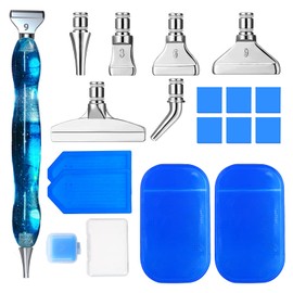 ZYNERY 18 PCS Diamond Painting Pens Kit, Metal Tips & Resin Drill Pens, Diamond Painting Tools Accessories with Anti-Slip Mat, Tray, Clay - Ideal for DIY Crafts, Diamond Art Lovers & Beginners (Blue)