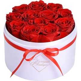 Flowers Forever in a Box 12 Preserved Roses in Velvet Box, Birthday, for Women, Eternal Rose for Wife, Mom Flower - Red