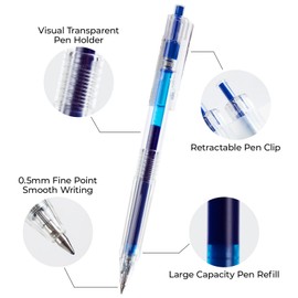 M&G Gel Pens 10 Pcs, 0.5mm Blue Ink Retractable Gel Pens Fine Point Smooth Writing, Gel Ink Pens with Quick Drying Ink for Journaling and Note Taking, Minimalist Gel Pens for Office School Home Gift