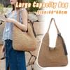 AIMALL Light Brown Handwoven Straw Shoulder Bag with Magnetic Buckle,