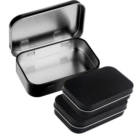 Vikrami lighting 3-Pack Tin Box Candy Key Earrings Coin Metal Storage Box Small Portable Tin Metal Iron Box Metal Empty Hinged Tins Storage Boxes (Black)