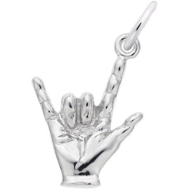 Rembrandt Charms Sterling Silver I Love You Hand Sign Charm