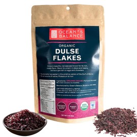 Ocean's Balance Organic Dulse Flakes — Atlantic Dulse Organic Flakes for Keto, Paleo Diet, Vegetarian & Vegan Diets — Dried Vegetable Gluten Free Products (3oz/Bag)