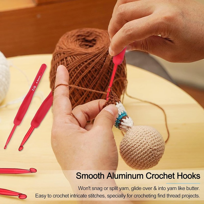 9Pcs Premium Ergonomic Crochet Hooks Set with Soft Grip Handles