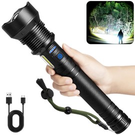 Cinlinso Rechargeable LED Flashlights High Lumens, 99,000 Lumens Super Bright Flash Light with 7 Modes, Powerful Handheld Waterproof Flashlights for Home Emergencies, IPX6 Waterproof