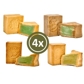 Carenesse® Original Aleppo Soap Pack of 4 x 200g Laurel Oil Content 5%, 15%, 20%, 40%, Olive Oil Soap Hair Soap, Natural Soap, Shower Soap, Traditional Handmade