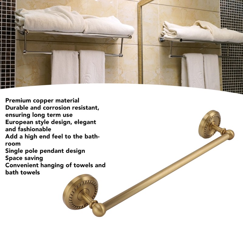 All Copper Bathroom Towel Bar European Style Wall Mounted Towel