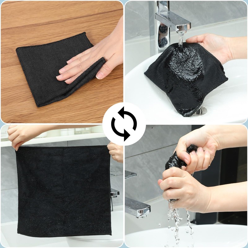 200 Pieces Microfiber Cleaning Cloths Bulk Absorbent Microfiber Towels Reusable
