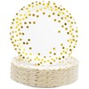 CEILIWEN White and Gold Plates, White Gold Paper Plates, 7’’