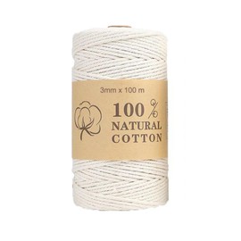 Macrame Yarn 3 mm x 100 m, Macrame Cotton Yarn, Macrame Yarn Set, Cotton Craft Cord for Crafts, Knitting, Decoration, Wall Hanging Decoration (A)