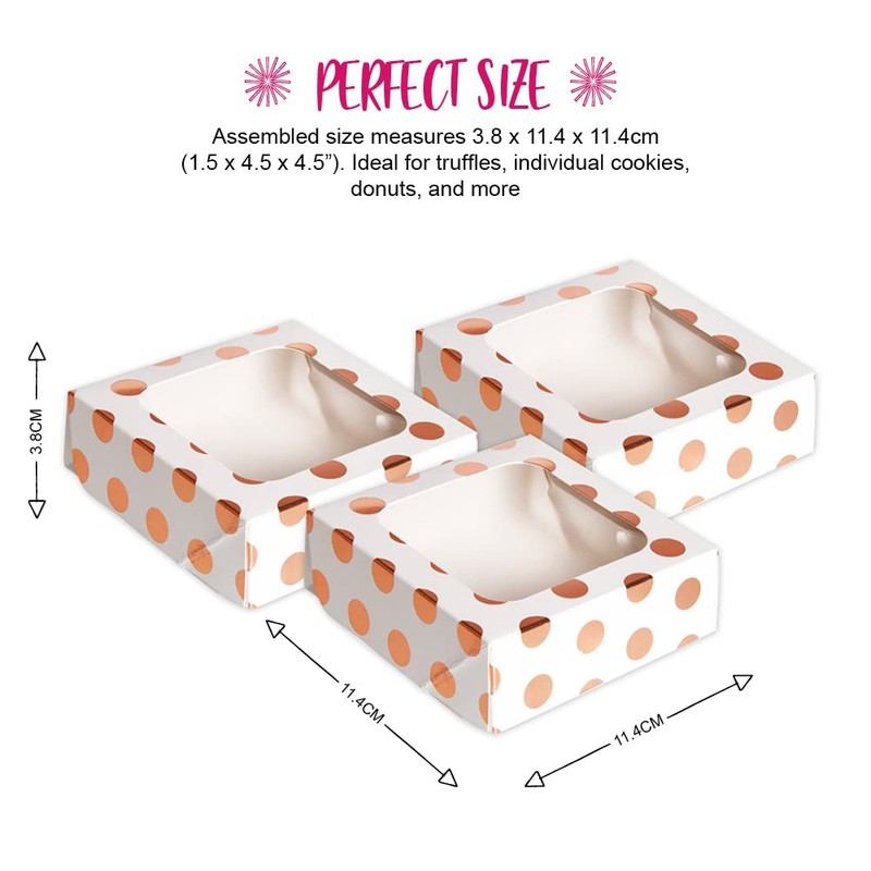 Anniversary House 3-pack Small Treat Boxes, Rose Gold Polka Dot