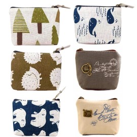 6Pcs Small Coin Purse, Canvas Small Coin Pouch Mini Makeup Bag with Zipper Design, Fashion Small Change Purse Small Purse Pouches Small Pouch Bag Money Organizers Purse for Key Jewelry