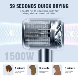 Professional Ionic Hair Dryer | Powerful Low Noise Hair Dryer | Constant Temperature for Fast Hair Drying | with Hair Diffuser, Cluster Nozzle and Comb for Curly (Gray)